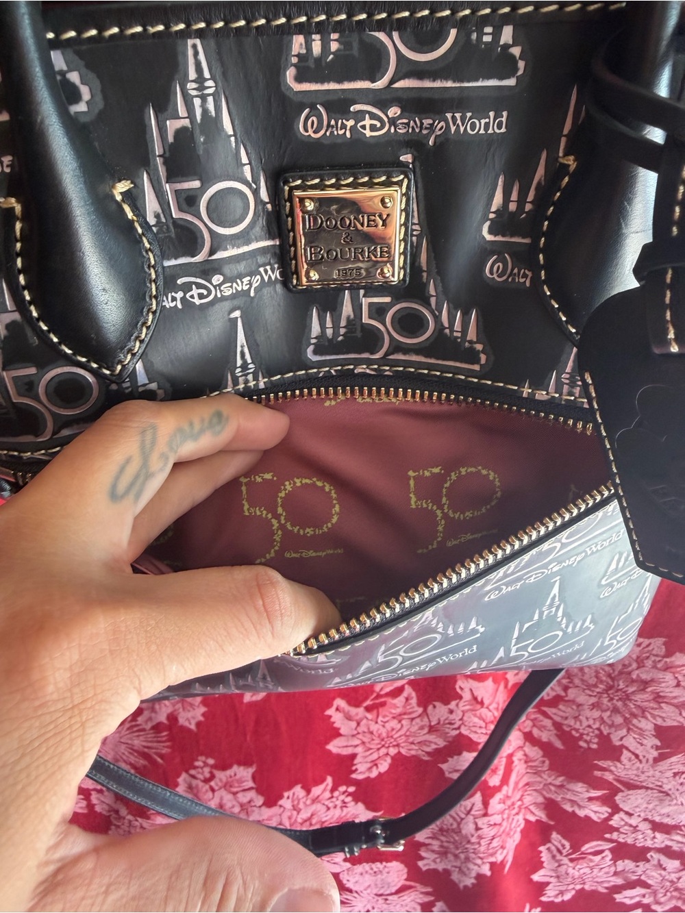 Dooney & Bourke Disney World 50th anniversary Zipper tote w/ strap - Picture 12 of 14
